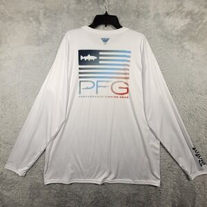 Columbia PFG Fishing Shirt Mens XXL White Omni-Shade Long Sleeve *